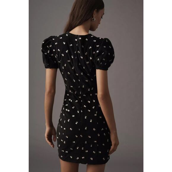 nwt ANTHROPOLOGIE MAEVE sz 14 Puff Sleeve Keyhole Embroidered Dress - Picture 4 of 5